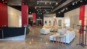 open space with polished concrete floors